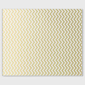 金ゴールドホイルの白いシェブロンパターン ラッピングペーパー (フラット)