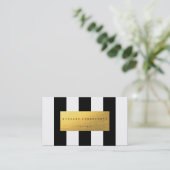 金ゴールドホイルの白黒の贅沢な名刺 名刺 (スタンド正面)