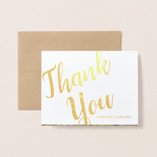 金ゴールドホイルの素朴なマツ山は感謝していしています 箔カード (封筒付き正面)