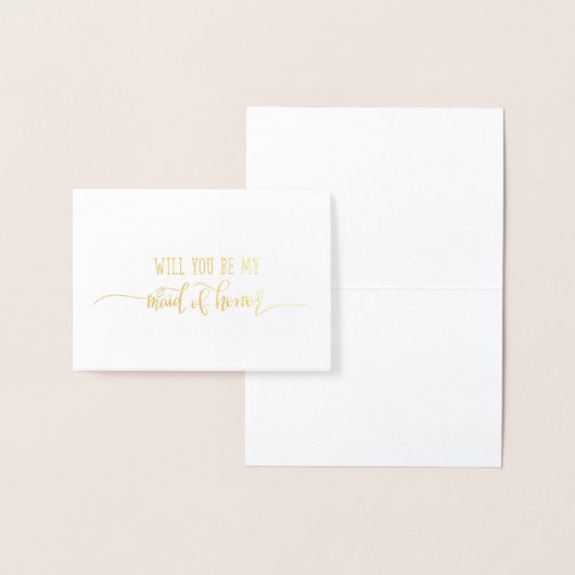 金ゴールドホイルの結婚式の招待状のメイド・オブ・オーナー（花嫁付き添い人）カード 箔カード (ディスプレー)