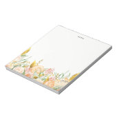 金ゴールドホイルの群葉のメモ帳が付いているモモの花 ノートパッド (回転)