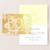 金ゴールドホイルの花柄第50の結婚記念日カード 箔カード (ディスプレー)