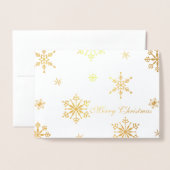 金ゴールドホイルの雪片のメリークリスマスの写真 箔カード (封筒付き正面)
