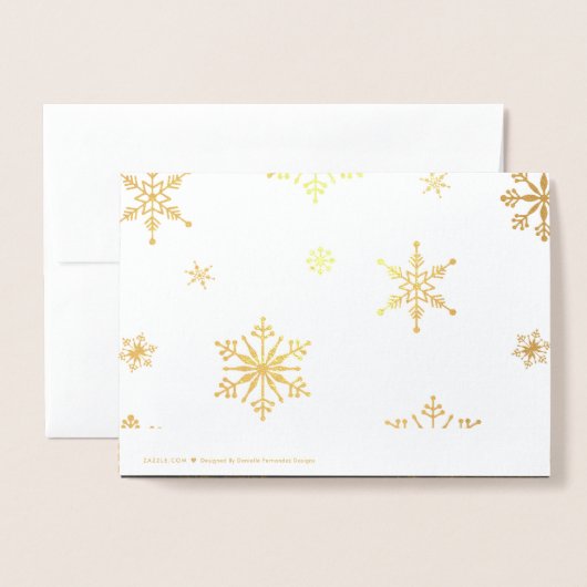 金ゴールドホイルの雪片のメリークリスマスの写真 箔カード (裏面封筒付き)