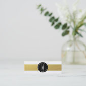 金ゴールドホイルは%PIPE%の黒いモノグラムを縞で飾ります スキニー名刺 (スタンド正面)