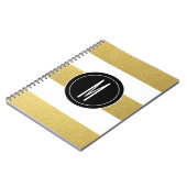 金ゴールドホイルは%PIPE%の黒いモノグラムを縞で飾ります ノートブック (左側)