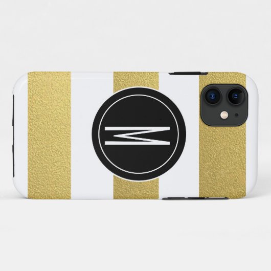 金ゴールドホイルは%PIPE%の黒いモノグラムを縞で飾ります Case-Mate iPhoneケース (裏面(横))