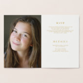 金ゴールドホイル幾何学的な|の写真のバルミツワーの招待状 箔カード (内部)