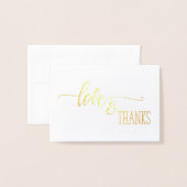 金ゴールドホイル愛および感謝のサンキューカード 箔カード (封筒付き正面)
