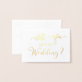 金ゴールドホイル私達の結婚式の招待状で歌います 箔カード (封筒付き正面)