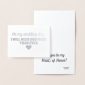 金ゴールドホイル|のおもしろいな新婦付添人かメイド・オブ・オーナー(花嫁付き添い人) 箔カード (ディスプレー)