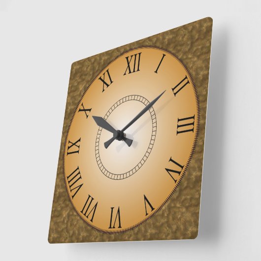 金ゴールドホコローマ数字 スクエア壁時計 (傾斜)