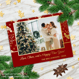 金ゴールドホリカスタムーベリー葉ズ雪片パターン 箔シーズンポストカード