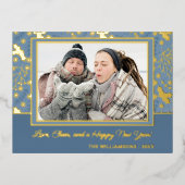 金ゴールドホリカスタムーベリー葉ズ雪片パターン 箔シーズンポストカード (正面)