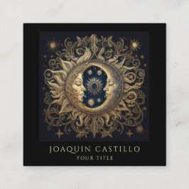 金ゴールドホリスティックサンムーンブラック スクエア名刺