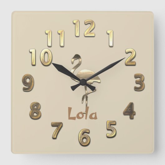 金ゴールドホリデイズヴィベ スクエア壁時計 (正面)