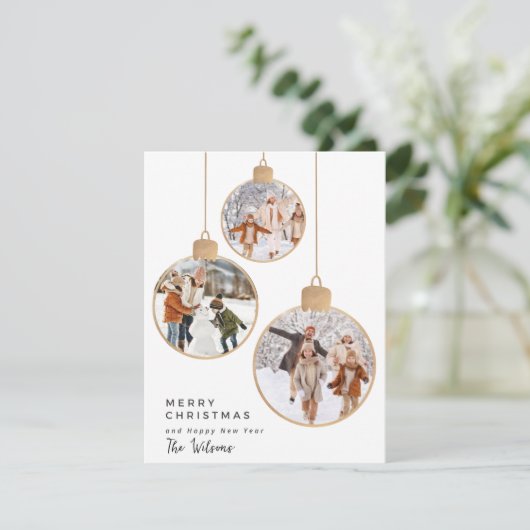 金ゴールドホリデーオーナメントフォイルクリスマスカード シーズンカード (スタンド正面)