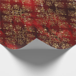 金ゴールドホリデークリスマスススススパークルダマスクエレガント ラッピングペーパー