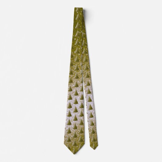 金ゴールドホリデークリスマスツリーネックタイ ネクタイ (正面)