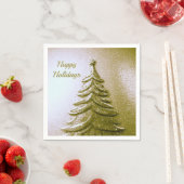 金ゴールドホリデークリスマスツリーペーパーナプキン スタンダードカクテルナプキン (インサイチュ)