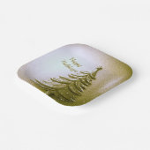 金ゴールドホリデークリスマスツリー紙プレート ペーパープレート (傾斜あり)