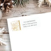 金ゴールドホリデークリスマスフローラアドレス ラベル