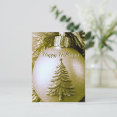 金ゴールドホリデークリスマスボールはがき ポストカード (スタンド正面)