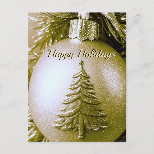 金ゴールドホリデークリスマスボールはがき ポストカード (正面)