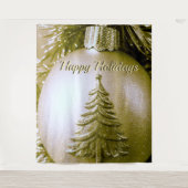 金ゴールドホリデークリスマスボール背景 タペストリー (正面)