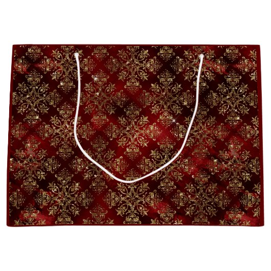 金ゴールドホリデークリスマスメタリックダエレガントマスク ラージペーパーバッグ (正面)