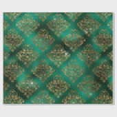 金ゴールドホリデークリスマスメタリックダマスクエレガント ラッピングペーパー (フラット)