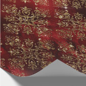 金ゴールドホリデークリスマスメタリックダマスクエレガント ラッピングペーパー