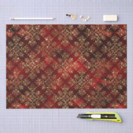 金ゴールドホリデークリスマスメタリックダマスクエレガント 薄葉紙