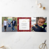 金ゴールドホリデーグリーナリーレッド4写真クリスマス 三つ折りクリスマスカード (内部)