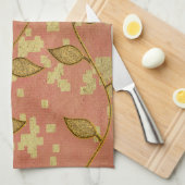 金ゴールドホリデーシーズンヴィベ キッチンタオル (四つ折り)