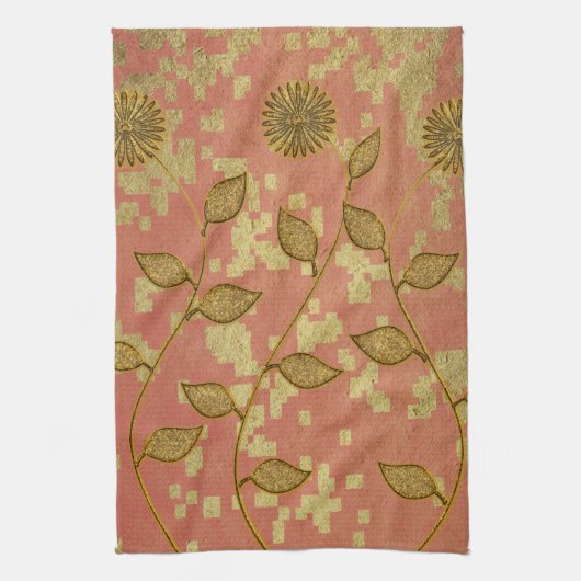 金ゴールドホリデーシーズンヴィベ キッチンタオル (縦)