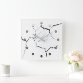 金ゴールドホリデーシーズンヴィベ スクエア壁時計 (ホーム)