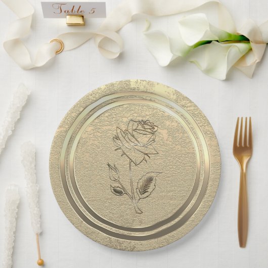 金ゴールドホリデーシーズンヴィベ ペーパープレート (ウェディング)