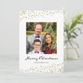 金ゴールドホリデースパークル紙吹雪フォトコラージュクリスマス シーズンカード (スタンド正面)