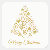 金ゴールドホリデーツリーエレガントクリスマス スクエアシール (正面)