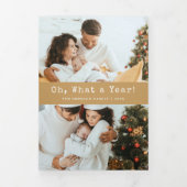 金ゴールドホリデートリフォールドカード 三つ折り招待状 (カバー)