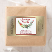 金ゴールドホリデーホリーブランチタイポグラフィ製品 ラベル (インサイチュ)