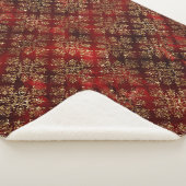 金ゴールドホリデーレッドクリスマスメタリックダマスクエレガント シェルパブランケット (3/4)