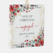 金ゴールドホリーグリーンフローラ1stクリスマス婚約した セラミックオーナメント (右)