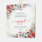 金ゴールドホリーグリーンフローラ1stクリスマス婚約した セラミックオーナメント (左)