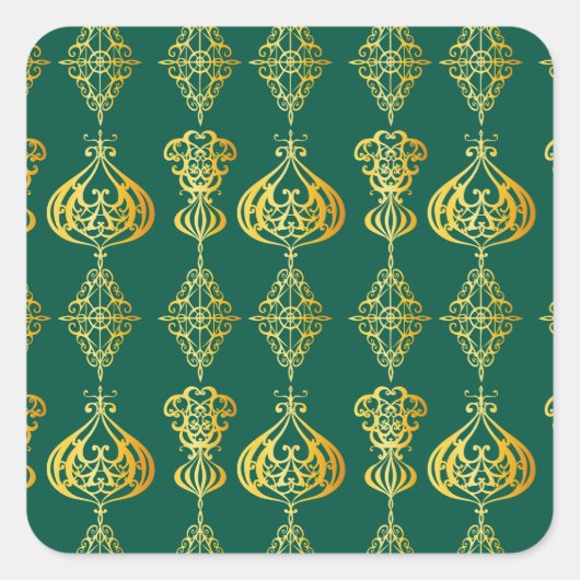 金ゴールドホリースターズホリデイグリッター スクエアシール (正面)