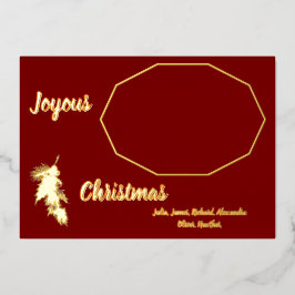 金ゴールドホリーダークレッド喜びクリスマスフォト 箔招待状