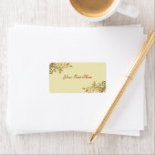 金ゴールドホリーフローリッシュクリスマス住所 シール (インサイチュ)