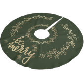 金ゴールドホリーベメリークリスマスグリーン ブラッシュドポリエステルツリースカート (アングル)