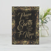 金ゴールドホリーベリーのブラッククリスマスノンフォト シーズンカード (スタンド正面)